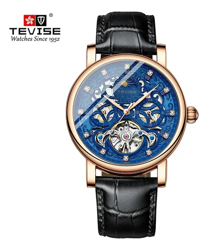 Reloj Tevise T867d, Correa Automática Moon Phase Leather C
