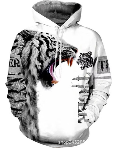 Sudadera Con Estampado Digital Creativo Fierce Tiger Fashion