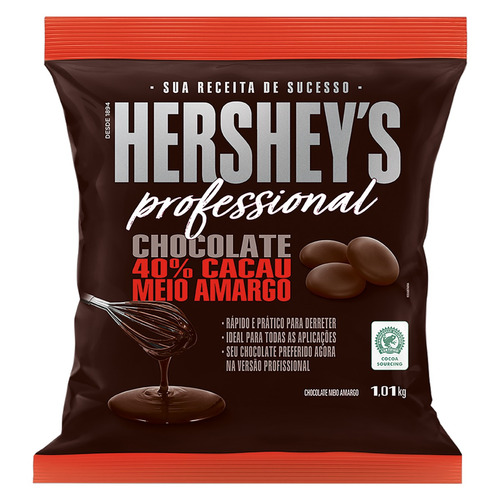 Chocolate Meio Amargo em Moedas 40% Cacau Professional Hershey's  pacote 1.01 kg
