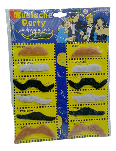 Kit De 12 Bigodes Falsos Para Fantasias Claros