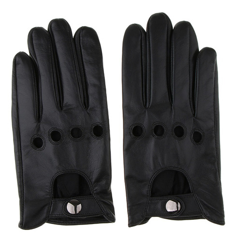 Hombres Retro Cuero Negro Guantes De Conducción Pantalla