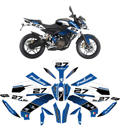 Kit De Graficos Pulsar 200 Ns Racing Listo Para Instalar Azu