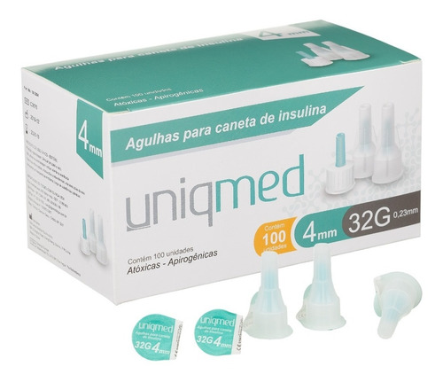 Agulha Para Caneta De Insulina 4mm 32g C/100un Uniqmed