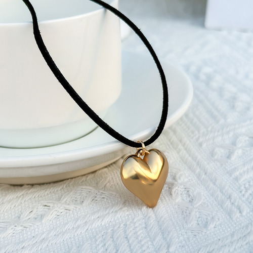 Collar Con Colgante De Corazón Con Cadena De Cuerda De Terci