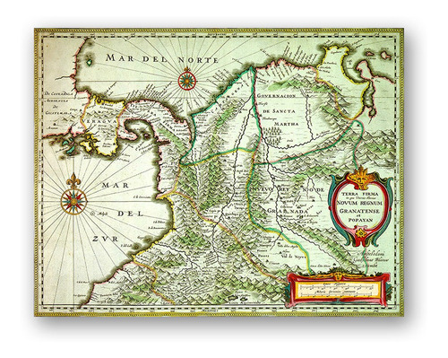 Giclée Lienzo Mapa Nueva Granada Fine Art Reprod 100x79cm