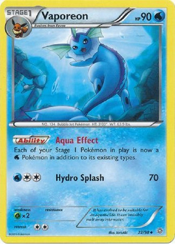 Vaporeon 22/98 Poco Comun Pokemon Tcg