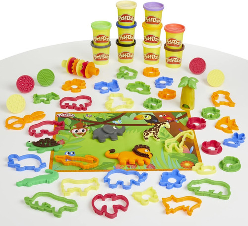 Play Doh Formas Animal Adventure Set 10 Tarros Masa Moldea 