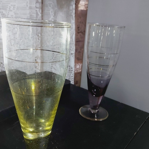 Imagem 6 de 10 de Taça Antiga Cristal Imperial Filete Em Ouro 2 Unidades