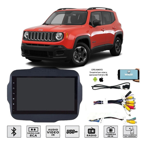 Multimídia 2 Din Jeep Renegade Pcd 9 Pol Espelhamento Usb Bt