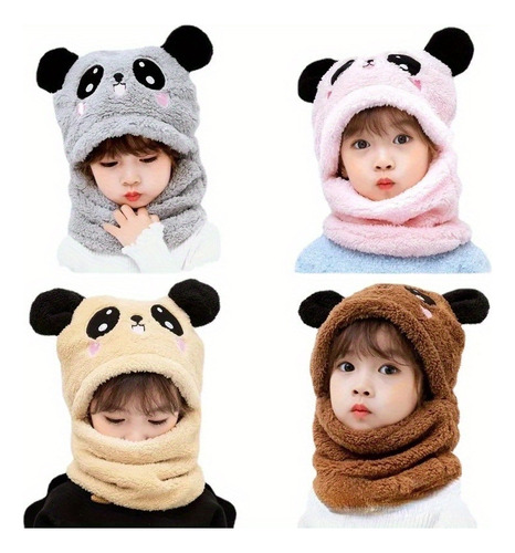 Conjunto De Gorro Y Bufanda De Oso De Dibujos Animados For