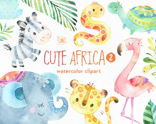Clipart Animales De La Selva Africa Acuarela