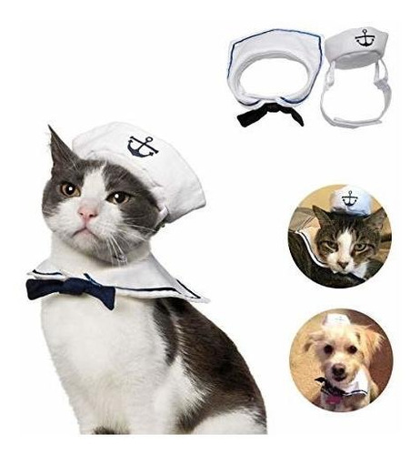 Ropa Gato - Kailian Pet Sailor Costume, Navy Hat Tie Set Cos