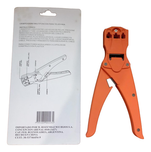 Pinza Crimpeadora Terminales Telefonía Rj9 Rj11 Rj45 (Usado)