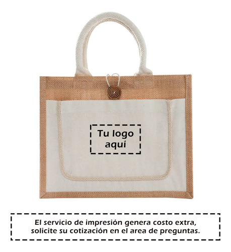 Bolsa De Yute Laminada Con Boton Para Cerrar