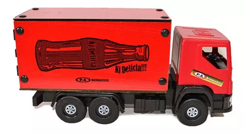 Caminhão Brinquedo Plastico E Baú Madeira Tamanho 17x35cm
