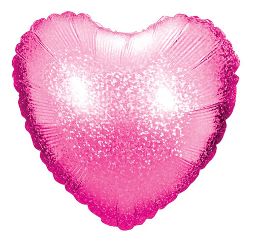 Balão Metalizado Coração Rosa Brilhante 45 Cm Un