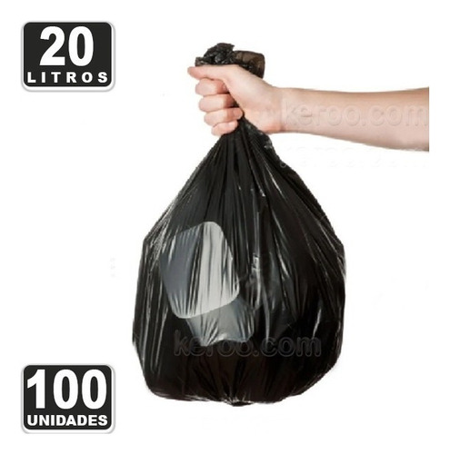 Saco De Lixo Preto 20 Litros 100 Unidades Atacado