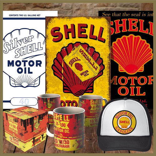 Combo Motor Oil | Shell #02 | Gorra + Chapas + Taza | Retro