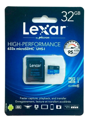 Memoria Tarjeta Micro Sd Lexar 32gb 633x 95 Mb/s P Celular