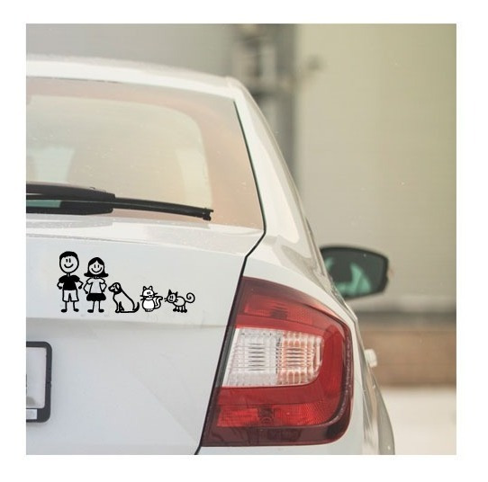 Sticker Para Auto Familia Pareja Perro Y 2 Gatos | MercadoLibre