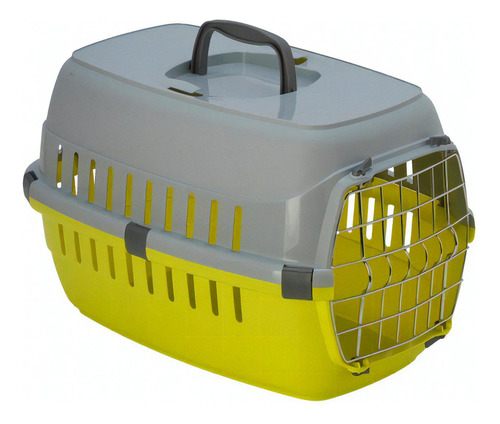 Transportadora Perro Mascota Puerta Metal Moderna-limon