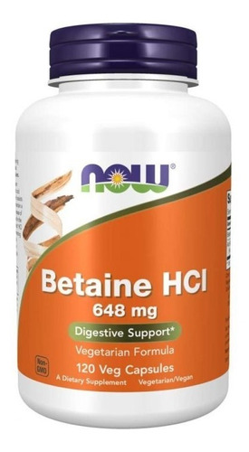 Betaine Hcl 648 Mg - 120 Capsulas - Now Foods **oferta**