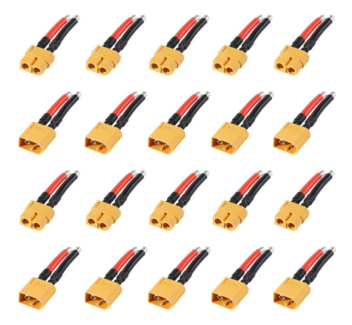 Pack De 10 Conectores Xt60 Con Cable Silicona 12awg Para Dro
