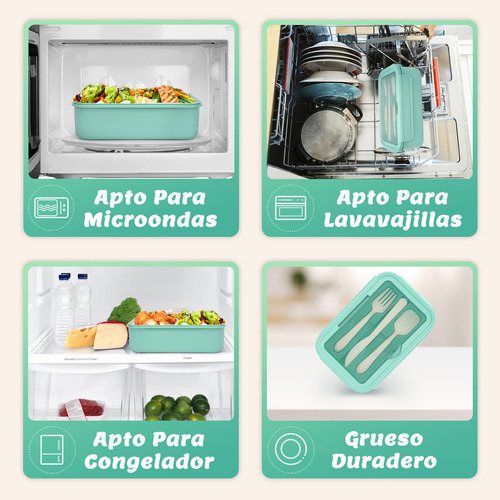 Lonchera Bento Con Cubiertos Para Oficina Escuela Microondas