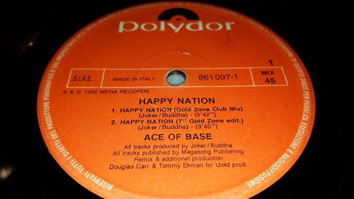 Ace Of Base Happy Nation Vinilo Maxi Italy 4 Mixes 1994 Raro