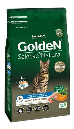 Ração Golden Gatos Seleção Natural Castrados Abobora 3kg