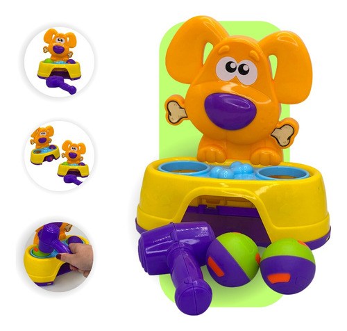 Brinquedo Educativo Bate Dog Com 2 Bolinhas Martelo Diversão