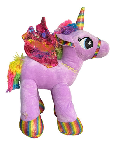 Unicornio De Peluche Grande Alas Multicolor Parado Suave