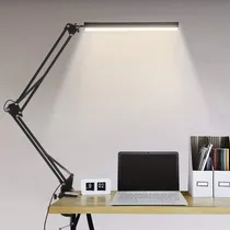 Comprar Lámpara De Escritorio Led, Lámpara De Brazo Largo Plegable Led, Brazo Basculante Ajustable Usb Con Lámpara De Escritorio Con Clip, 3 Modos, 10 Niveles De Brillo, Lámpara De Escritorio De Protección