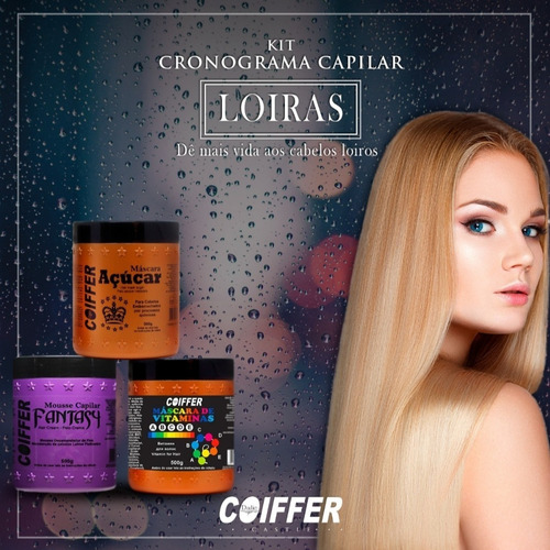Kit Cronograma Capilar Para Loiras Coiffer 3 Unidades