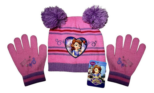 Kit Inverno Infantil Princesa Sofia Disney : Luvas + Touca 