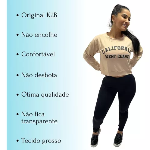Kit 2 Calças Legging K2b Cós Alto Feminina Original
