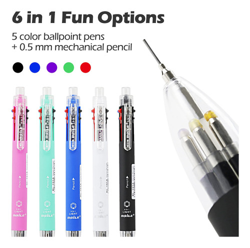 Bolígrafo Multifuncional 6 En 1 5 Colores Y Lápiz Mecánico