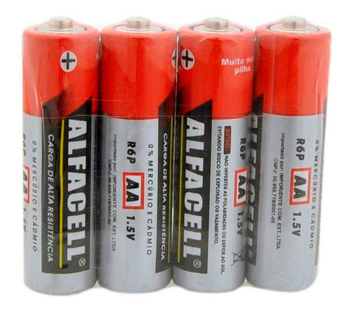 Pilha Comum Normal Aa Alfacell Alta Resistência 1.5v 60 Un