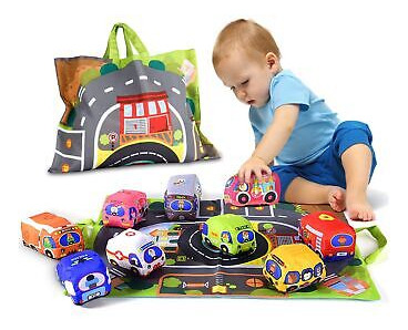 Soft Car Toy Set With Play Mat For 1 Year Old Baby,toddl Ssb