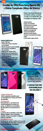 Imagen 2 de 3 de Protector Funda Tpu + Vidrio Sony Xperia M2
