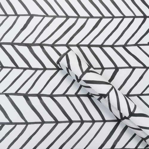 Papel Tapiz Patron Geometrico Diseño Raya Blanca Negra Para