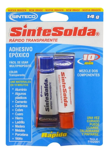 Sintesolda Pegante Adhesivo Rapido 10 Minutos Transparente