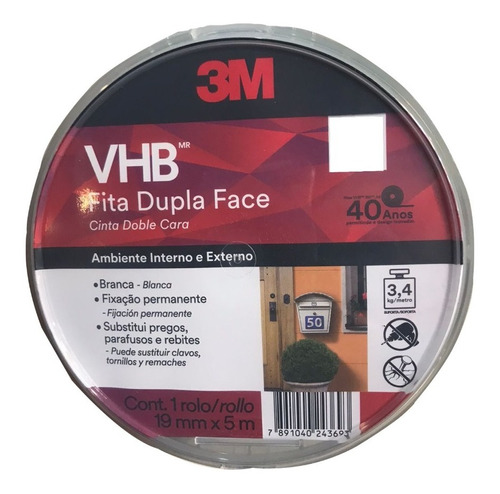 Cinta Doble Faz De Contacto 3m Vhb Apto Exterior 19mmx5mts