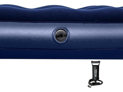Colchon Inflable Matrimonial Con Bomba De Aire Manual Azul