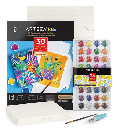 Juego De Acuarelas Con Lienzos De Papel Arteza