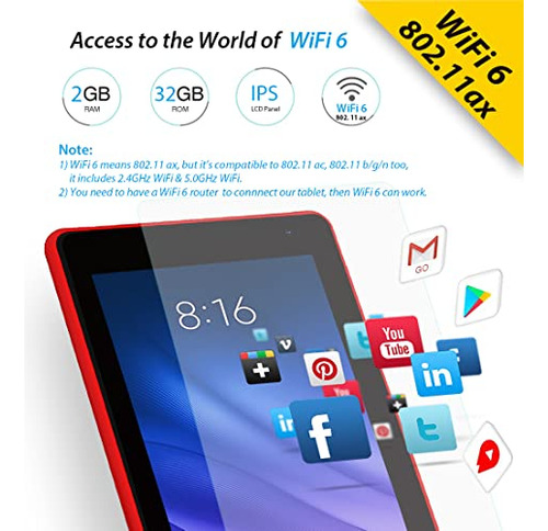 Tableta Wifi Egotek De 7 Pulgadas, Android 10 Gms Certified