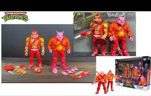 Axn Bst Set. Krang Cyborg, Rocksteady Y Bebop Damage Stage.