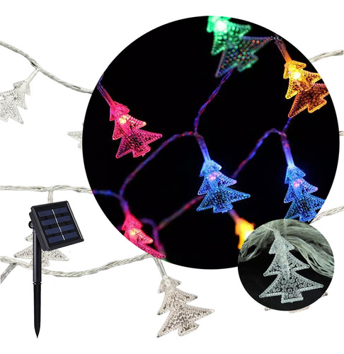 Luces Navidad Led Decorativas Solar Arbol Rgb Estaca 4,8m 