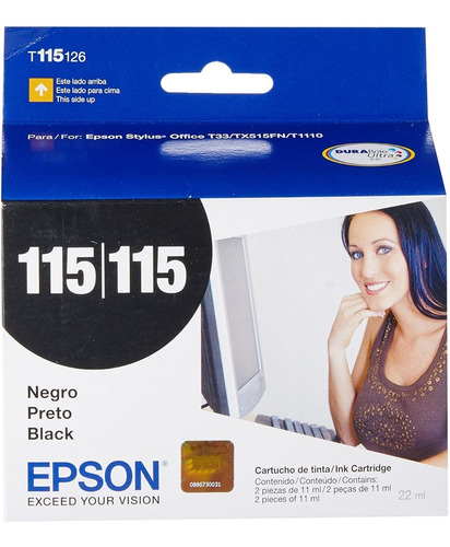 Cartucho De Tinta Epson 115 Negro 370 Páginas Para Epson