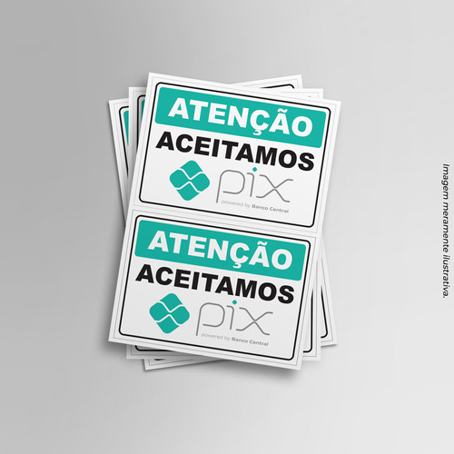 Kit 2 Adesivos De Sinalização Aceitamos Pix 14cmx20cm